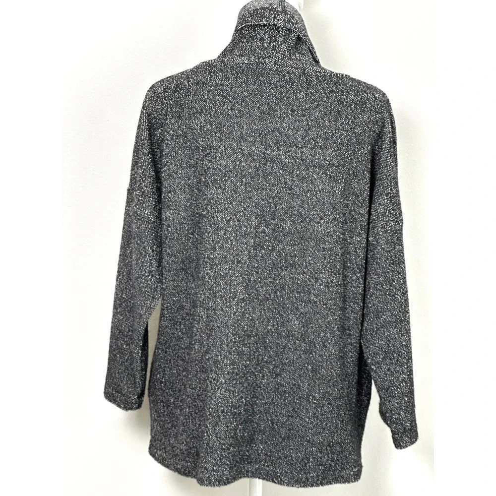 Eileen Fisher Black Speckled Tunic 2 Pockets ‎ Longsleeve Tunic Top SP
